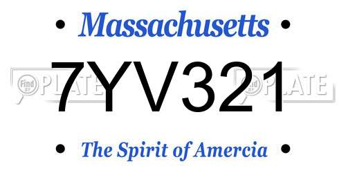 7YV321 Massachusetts License Plate