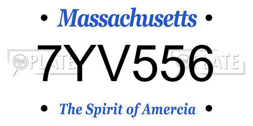 7YV556 Massachusetts License Plate