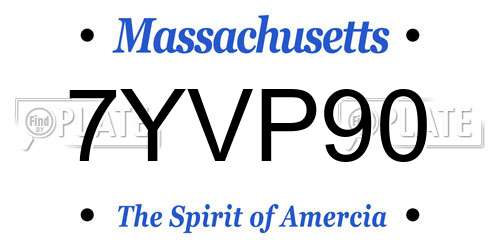 7YVP90 Massachusetts License Plate