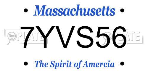 7YVS56 Massachusetts License Plate