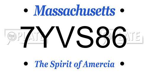 7YVS86 Massachusetts License Plate