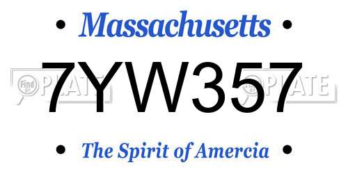 7YW357 Massachusetts License Plate