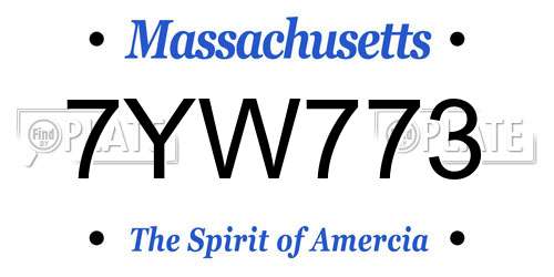 7YW773 Massachusetts License Plate