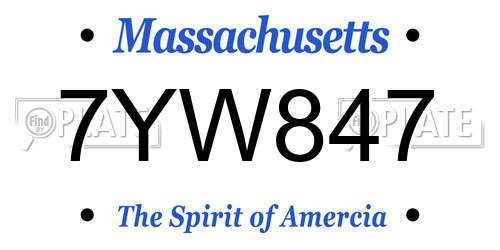 7YW847 Massachusetts License Plate