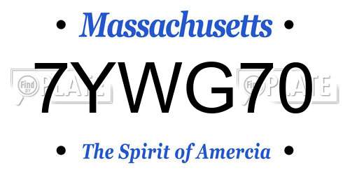 7YWG70 Massachusetts License Plate