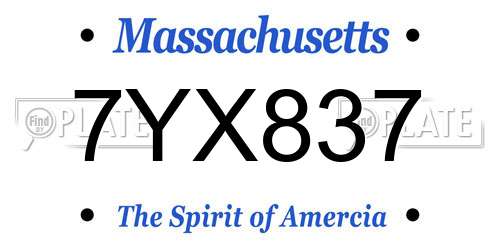 7YX837 Massachusetts License Plate