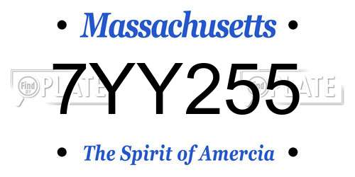 7YY255 Massachusetts License Plate