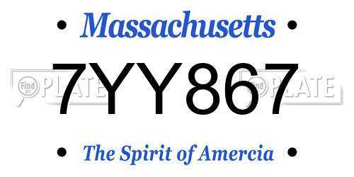 7YY867 Massachusetts License Plate