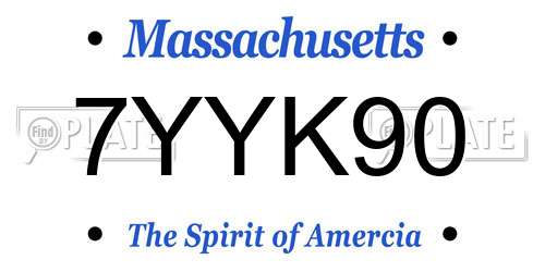 7YYK90 Massachusetts License Plate