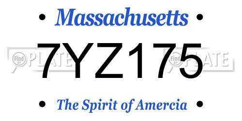 7YZ175 Massachusetts License Plate