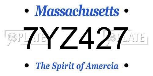 7YZ427 Massachusetts License Plate