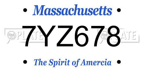 7YZ678 Massachusetts License Plate