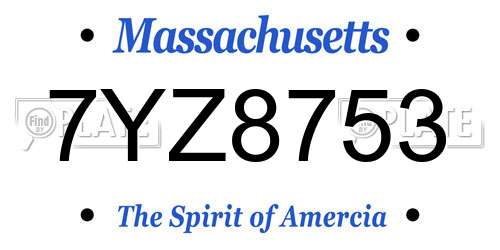 7YZ8753 Massachusetts License Plate