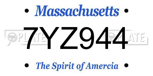 7YZ944 Massachusetts License Plate