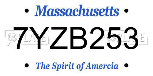 7YZB253 Massachusetts License Plate
