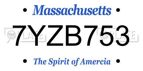 7YZB753 Massachusetts License Plate