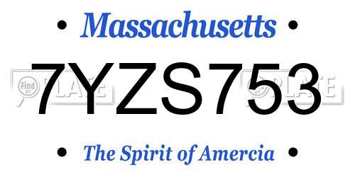7YZS753 Massachusetts License Plate