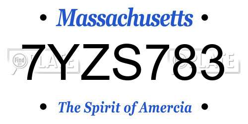 7YZS783 Massachusetts License Plate