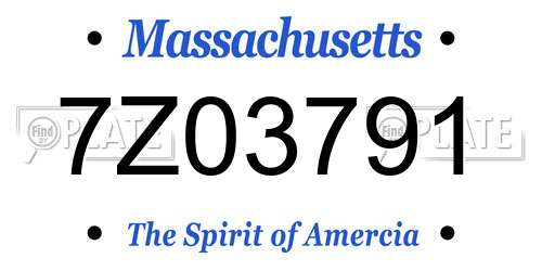 7Z03791 Massachusetts License Plate