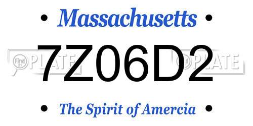 7Z06D2 Massachusetts License Plate