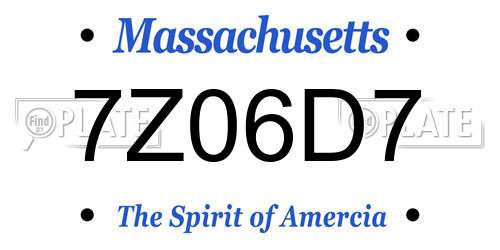 7Z06D7 Massachusetts License Plate