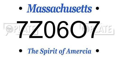 7Z06O7 Massachusetts License Plate