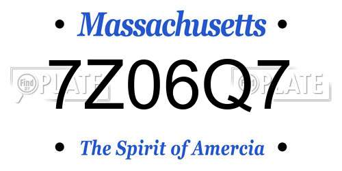 7Z06Q7 Massachusetts License Plate