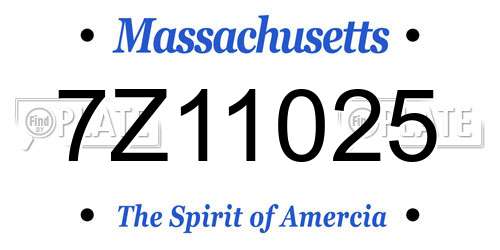 7Z11025 Massachusetts License Plate