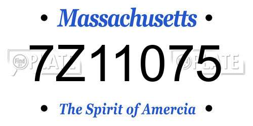 7Z11075 Massachusetts License Plate