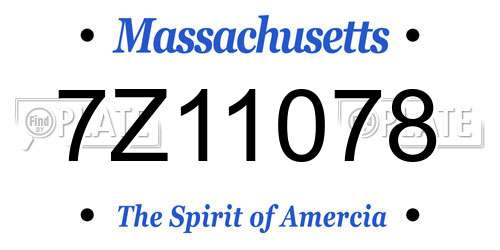 7Z11078 Massachusetts License Plate
