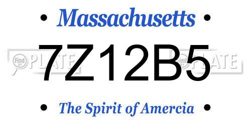 7Z12B5 Massachusetts License Plate