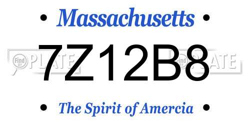 7Z12B8 Massachusetts License Plate