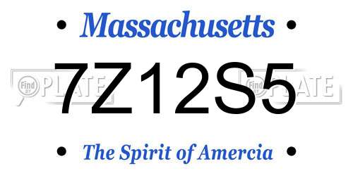 7Z12S5 Massachusetts License Plate