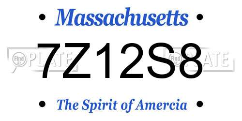 7Z12S8 Massachusetts License Plate