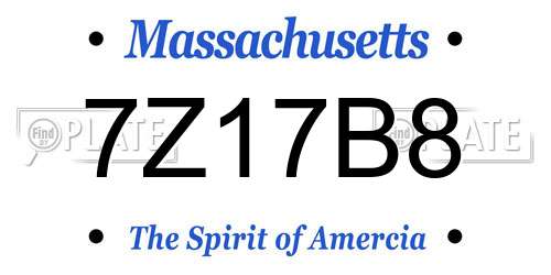 7Z17B8 Massachusetts License Plate