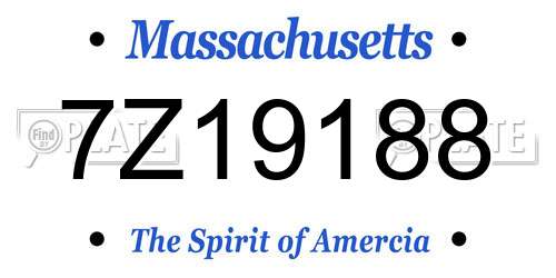 7Z19188 Massachusetts License Plate