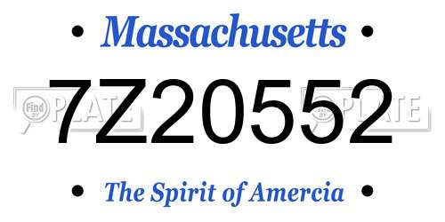 7Z20552 Massachusetts License Plate