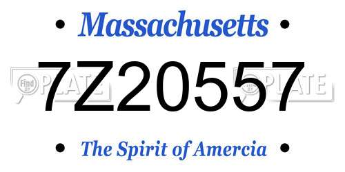 7Z20557 Massachusetts License Plate