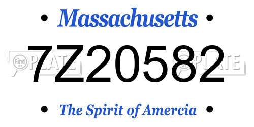 7Z20582 Massachusetts License Plate