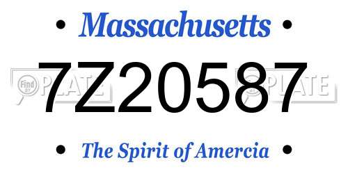 7Z20587 Massachusetts License Plate