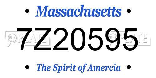 7Z20595 Massachusetts License Plate