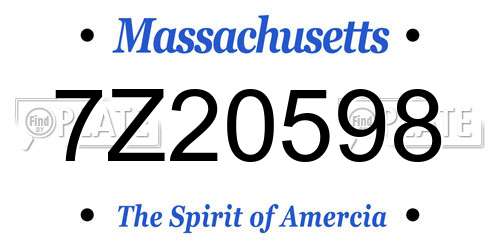 7Z20598 Massachusetts License Plate