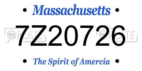 7Z20726 Massachusetts License Plate