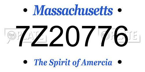7Z20776 Massachusetts License Plate