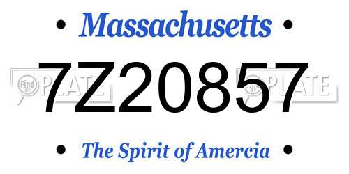 7Z20857 Massachusetts License Plate