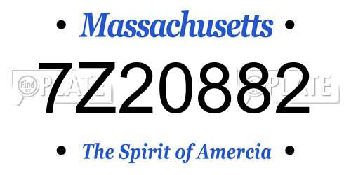 7Z20882 Massachusetts License Plate