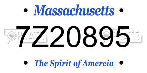 7Z20895 Massachusetts License Plate