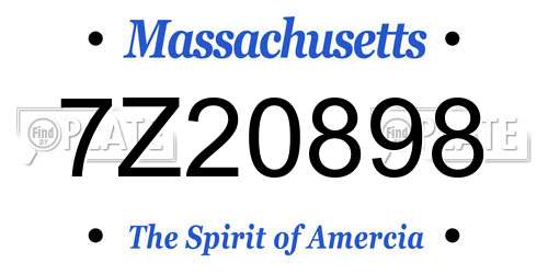 7Z20898 Massachusetts License Plate