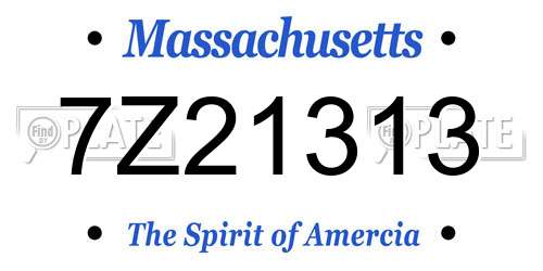 7Z21313 Massachusetts License Plate