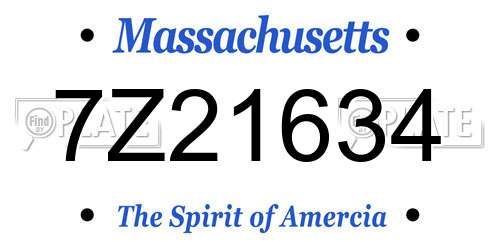 7Z21634 Massachusetts License Plate